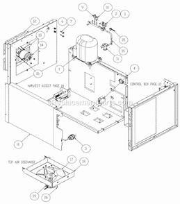 Air Cooled And Top Air Discharge Diagram and Parts List for ICE-0405  Ice-O-Matic Ice Maker