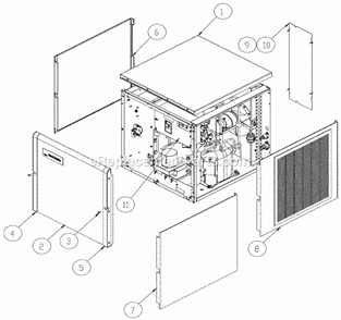 Exterior Panels Diagram and Parts List for ICE-0520  Ice-O-Matic Ice Maker