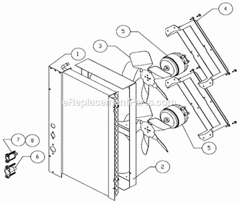Fan Assemblies Diagram and Parts List for ICE-0525  Ice-O-Matic Ice Maker