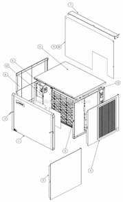 Exterior Panels Diagram and Parts List for ICE-1007  Ice-O-Matic Ice Maker