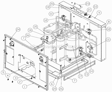 Refrigeration System Diagram and Parts List for ICE-1506  Ice-O-Matic Ice Maker