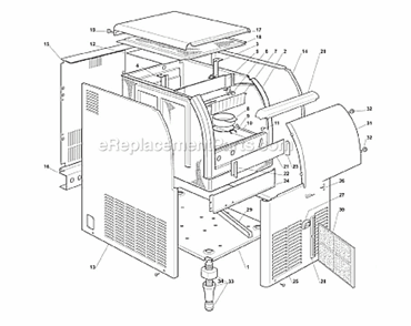 Cabinet Diagram and Parts List for ICEU070A  Ice-O-Matic Ice Maker