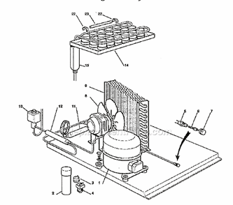 Refrigeration System Diagram and Parts List for ICEU070A  Ice-O-Matic Ice Maker