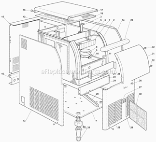 Cabinet Diagram and Parts List for ICEU-070  Ice-O-Matic Ice Maker