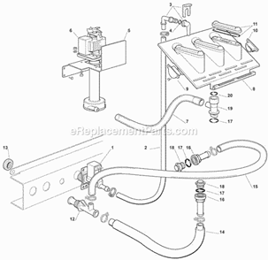 Water System Diagram and Parts List for ICEU-070  Ice-O-Matic Ice Maker