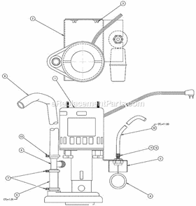 Water Pump Assembly Diagram and Parts List for ICEU-200  Ice-O-Matic Ice Maker