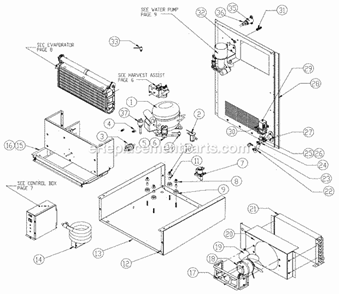 Refrigeration/Compressor Components Diagram and Parts List for ICEU-226  Ice-O-Matic Ice Maker