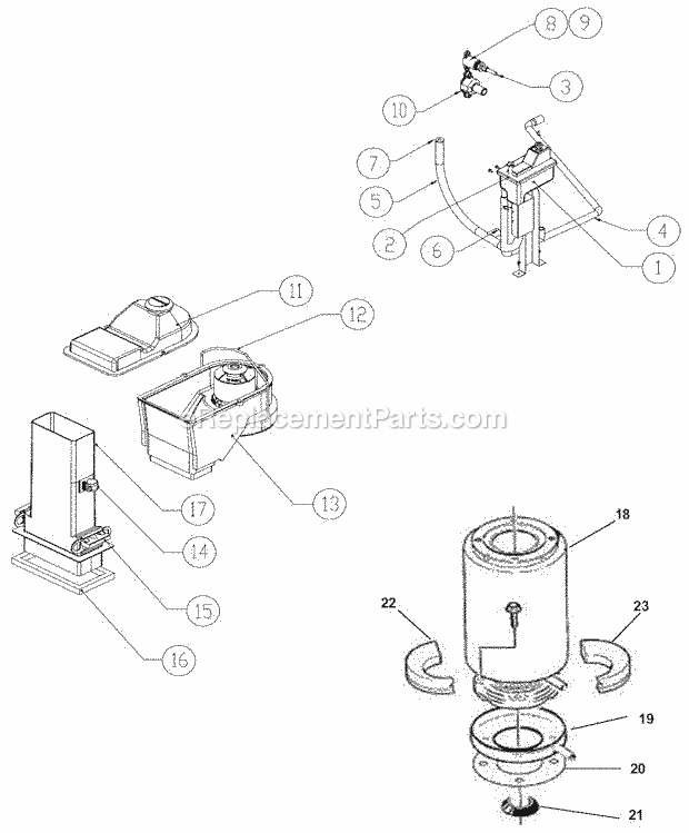 Down Chute-Water System Diagram and Parts List for MFI-0800  Ice-O-Matic Ice Maker