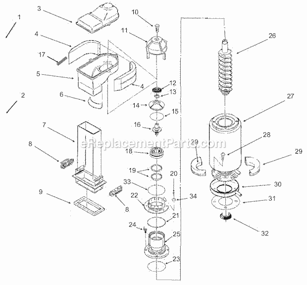 Evaporator, Chute, Bin Controls Diagram and Parts List for MFI-2406-LS  Ice-O-Matic Ice Maker