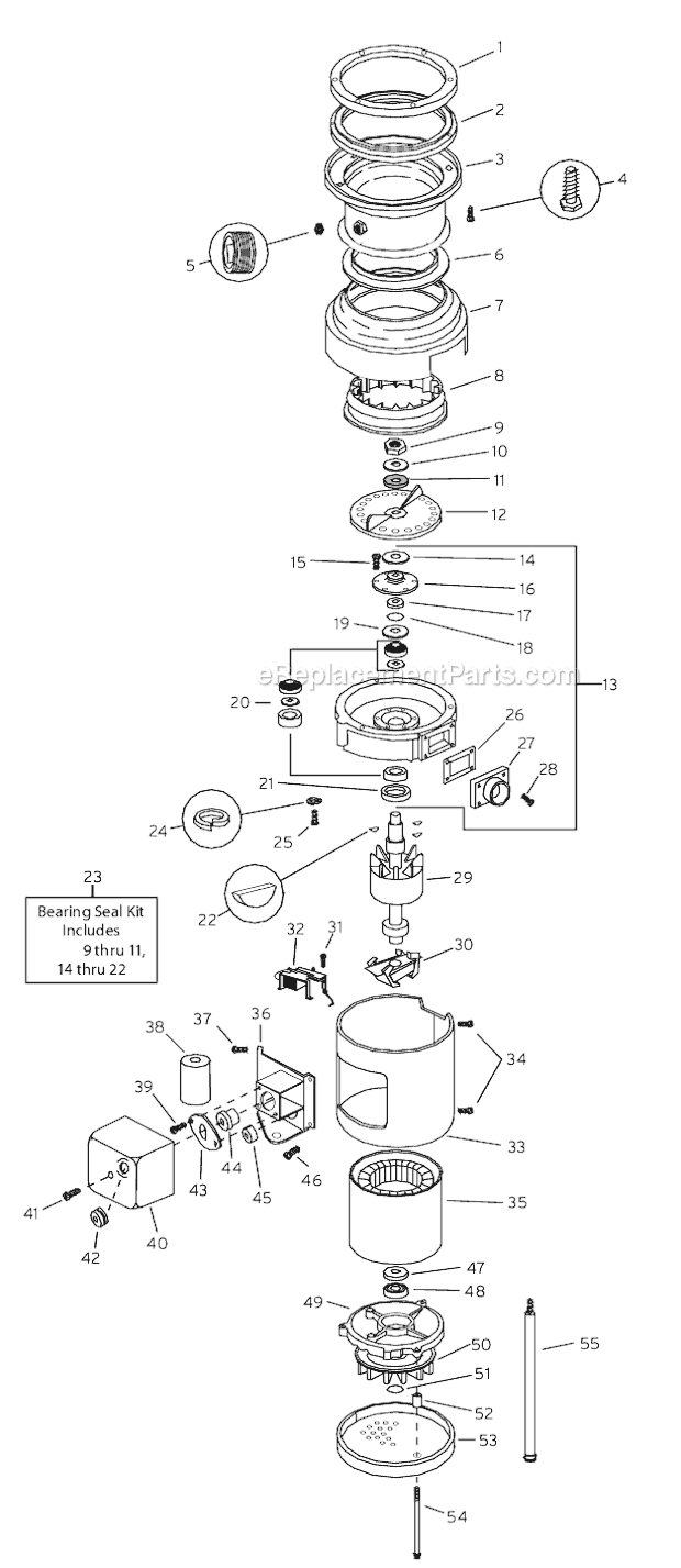 Page A Diagram and Parts List for SS200_1  Insinkerator Food Waste Disposer