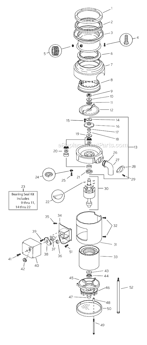 Page A Diagram and Parts List for SS75  Insinkerator Food Waste Disposer