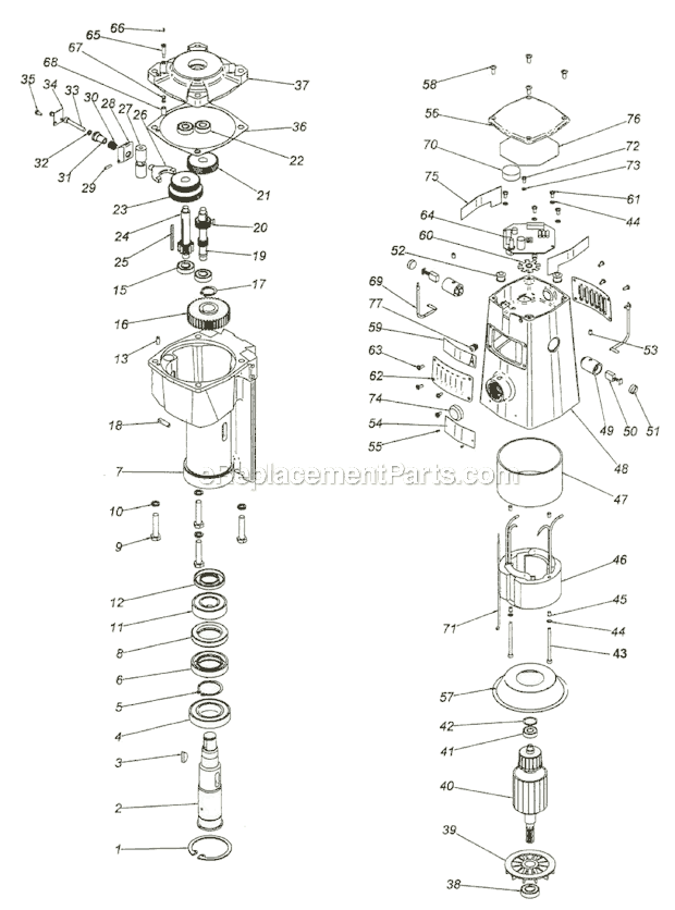 Usa-3 V-2 Motor Diagram and Parts List for USA-3 MT3S-V2 Jancy Beveler