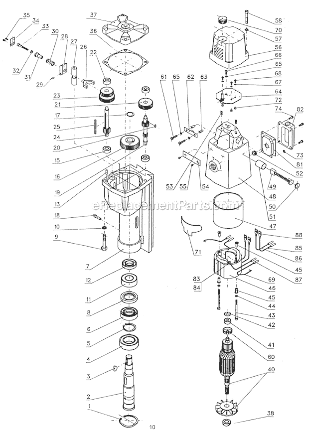 Mt3S-V1 Motor Diagram and Parts List for USA-3 MT3S V-1 Jancy Beveler
