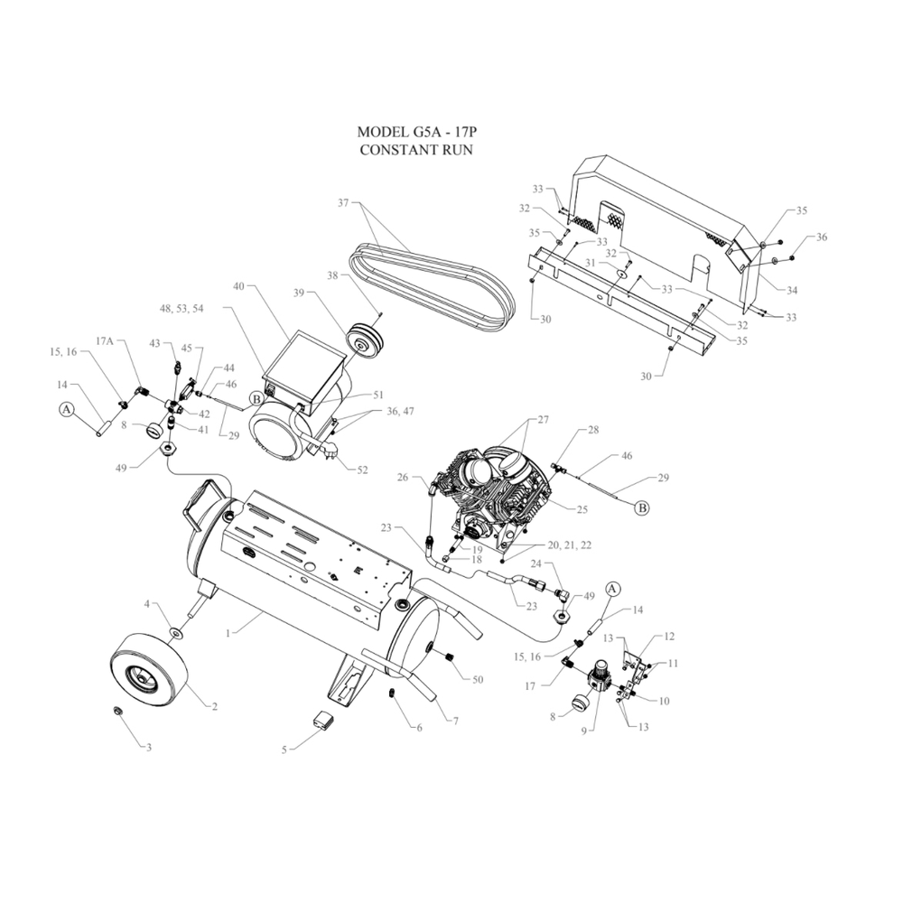 Main Diagram and Parts List for G5A-17P-CRC  Jenny Compressor