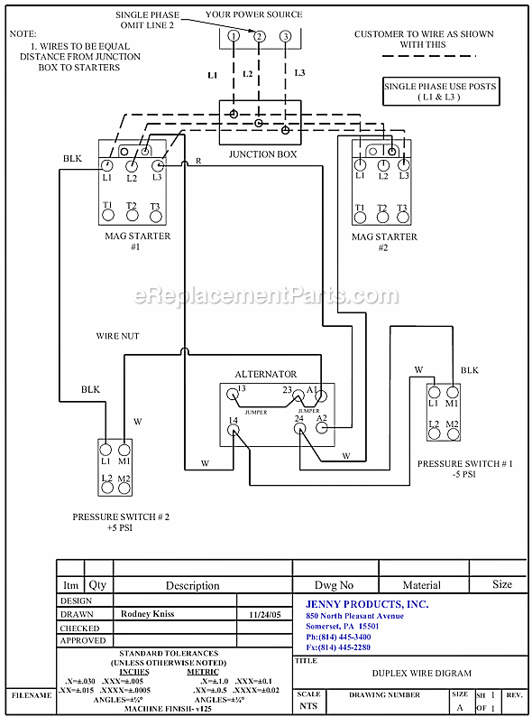 Page B Diagram and Parts List for 2(GC3A)-60  Jenny Compressor