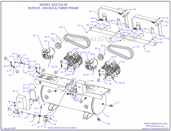 Page A Diagram and Parts List for 2(GC3A)-80  Jenny Compressor