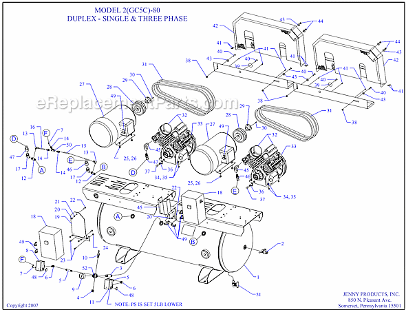 Page A Diagram and Parts List for 2(GC5C)-80C  Jenny Compressor