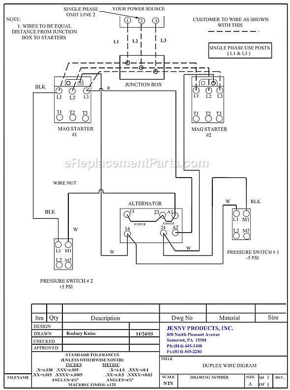 Page B Diagram and Parts List for 2(GT2C)-60C  Jenny Compressor