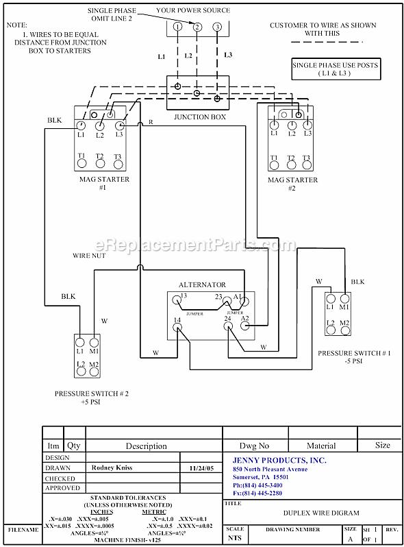 Page D Diagram and Parts List for 2(GT5B)-80  Jenny Compressor