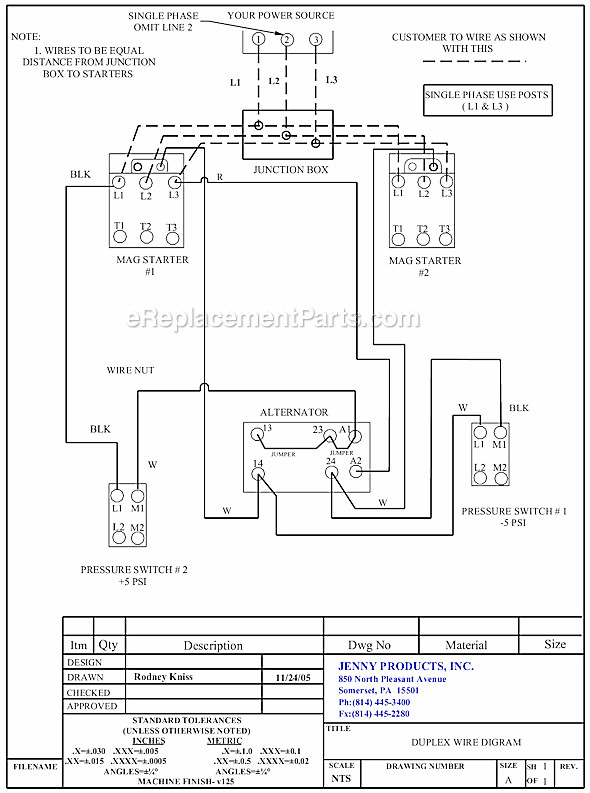 Page B Diagram and Parts List for 2(K15A)-80  Jenny Compressor