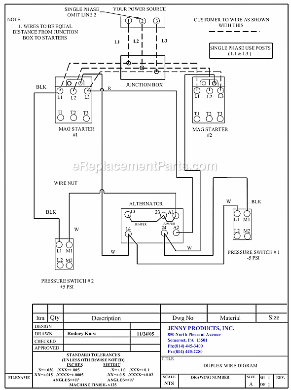 Page B Diagram and Parts List for 2(K15C)-80C  Jenny Compressor