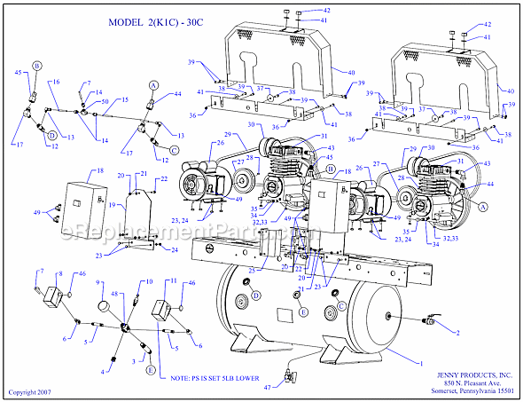 Page A Diagram and Parts List for 2(K1C)-30C  Jenny Compressor