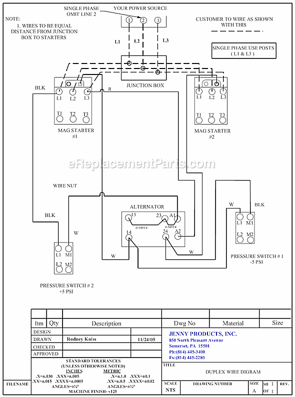 Page B Diagram and Parts List for 2(K2A)-80  Jenny Compressor