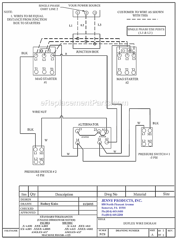 Page B Diagram and Parts List for 2(K2C)-60C  Jenny Compressor