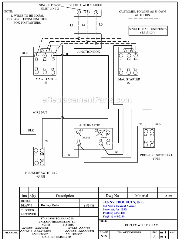 Page B Diagram and Parts List for 2(K2C)-80C  Jenny Compressor