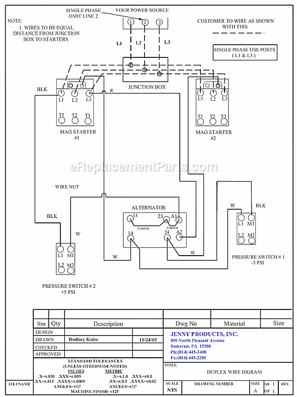 Page B Diagram and Parts List for 2(KC34C)-30C  Jenny Compressor