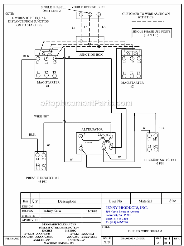 Page B Diagram and Parts List for 2(KC34C)-60C  Jenny Compressor