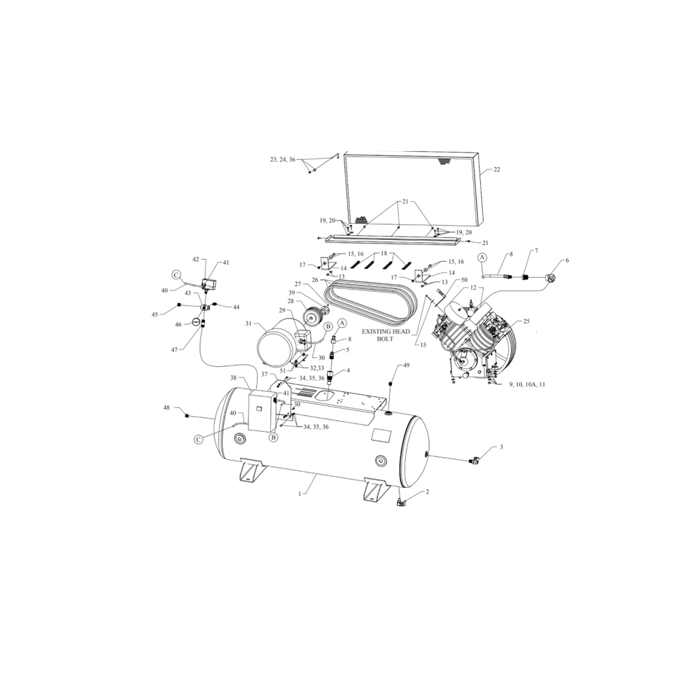 Main Diagram and Parts List for U10C-80C-SSC  Jenny Compressor