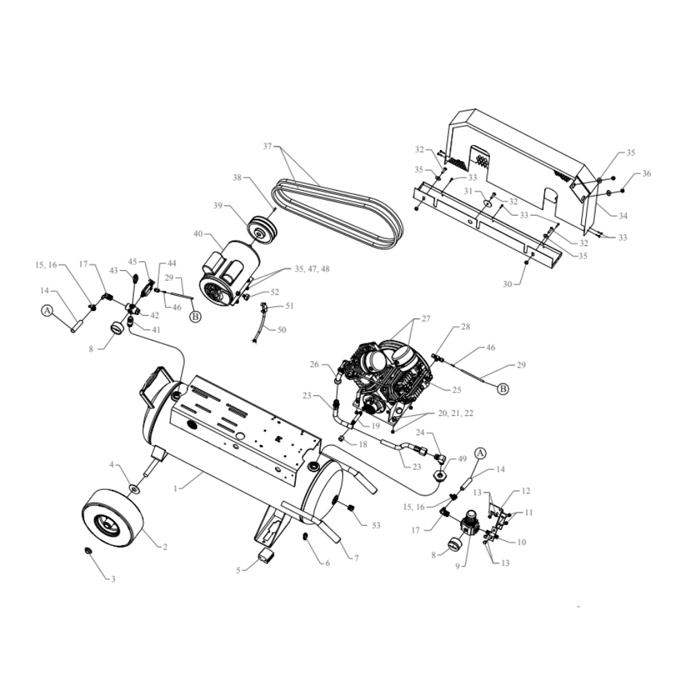 Main Diagram and Parts List for G3A-17P-CRC  Jenny Compressor
