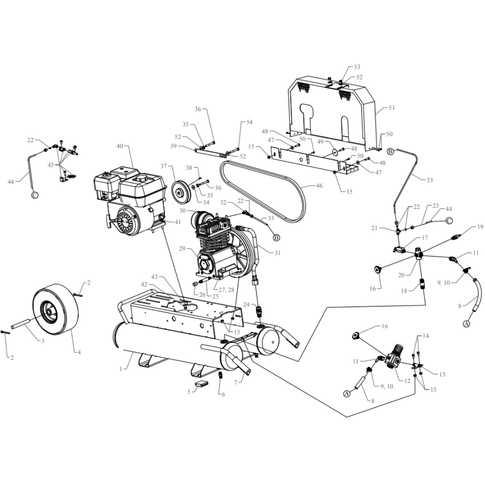 Main Diagram and Parts List for K5HGA-8P-CRC  Jenny Compressor