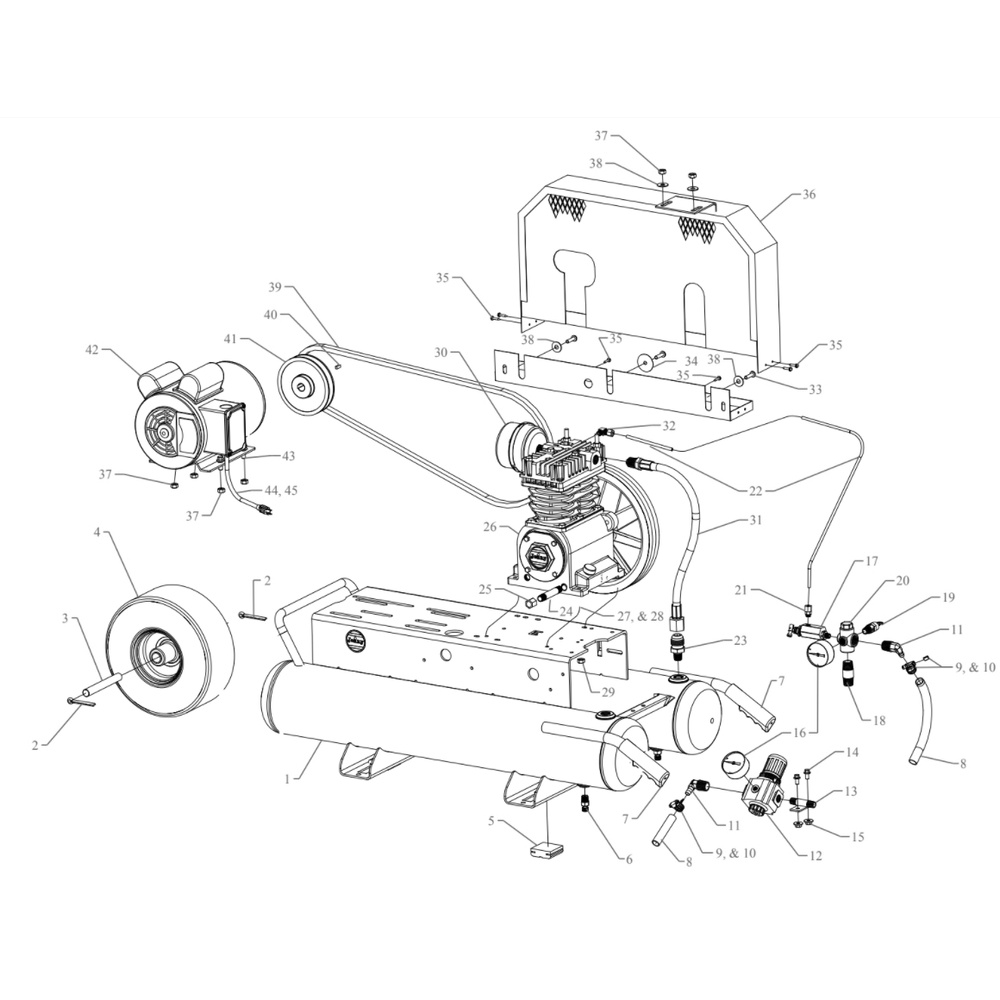 Main Diagram and Parts List for K15A-8P-CRC  Jenny Compressor