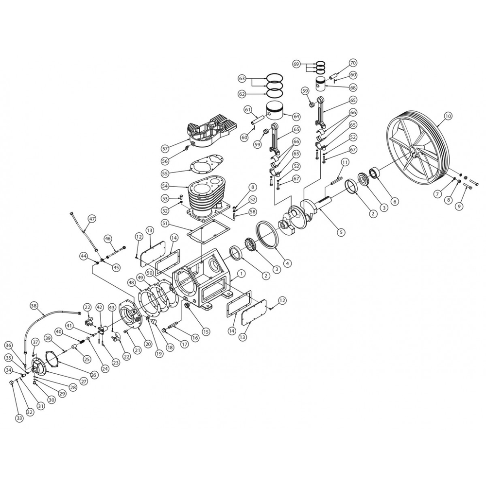 Model T Air Compressor Pump Assembly-1 Parts By Jenny Diagram and Parts List for TPU  Jenny Compressor