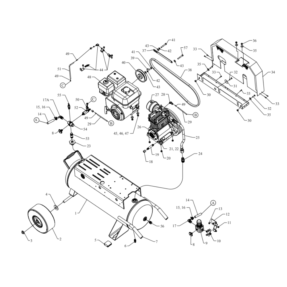 Main Diagram and Parts List for K5HGA-17P-CRC  Jenny Compressor