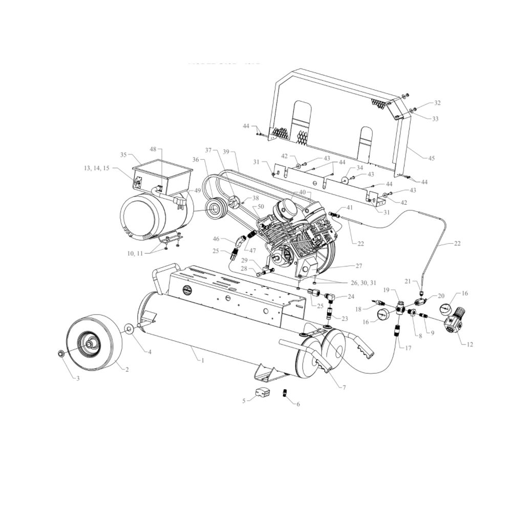 Main Diagram and Parts List for GT5B-15P2-CRC  Jenny Compressor