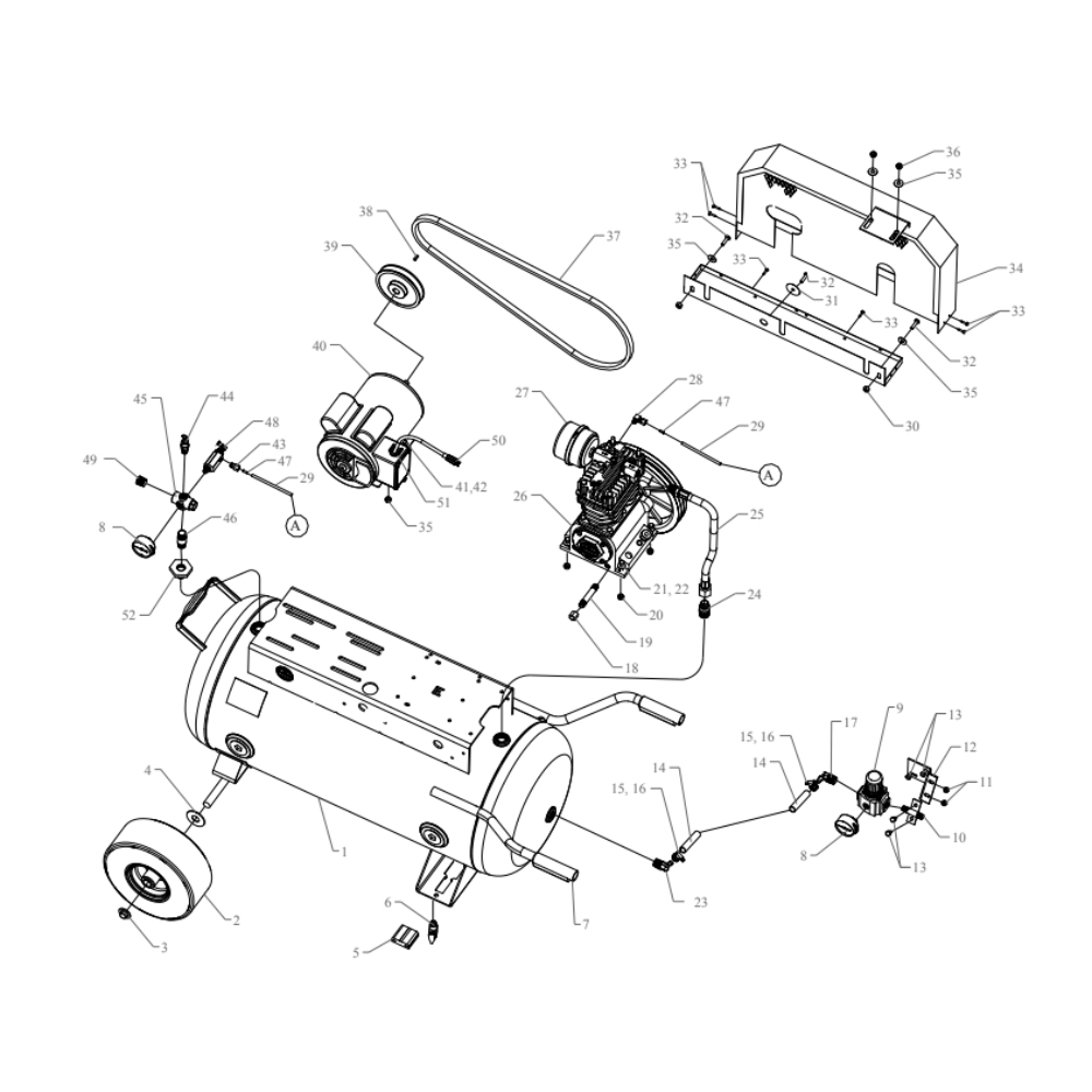Main Diagram and Parts List for K15A-30P-CRC  Jenny Compressor