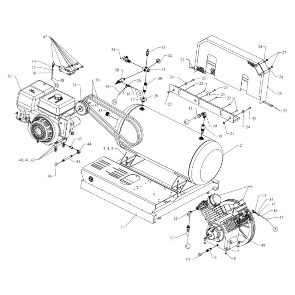 Main Diagram and Parts List for J11HGA-SM-CRC  Jenny Compressor