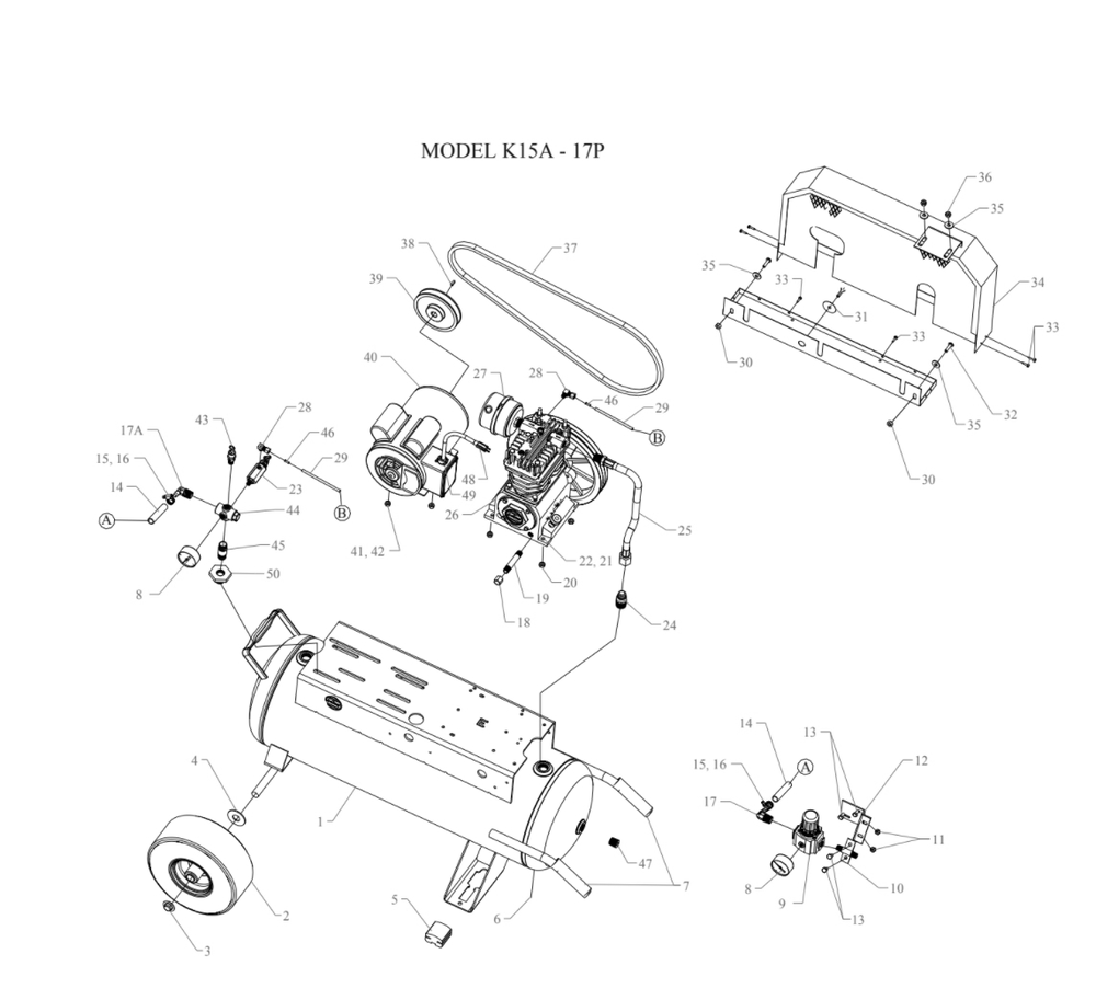 Main Diagram and Parts List for K15A-17P-CRC  Jenny Compressor