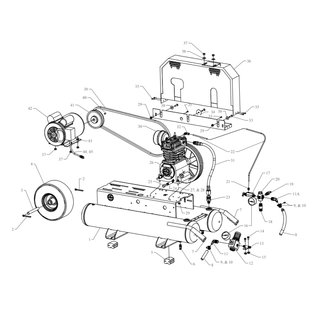 Main Diagram and Parts List for K1A-8P-CRC  Jenny Compressor