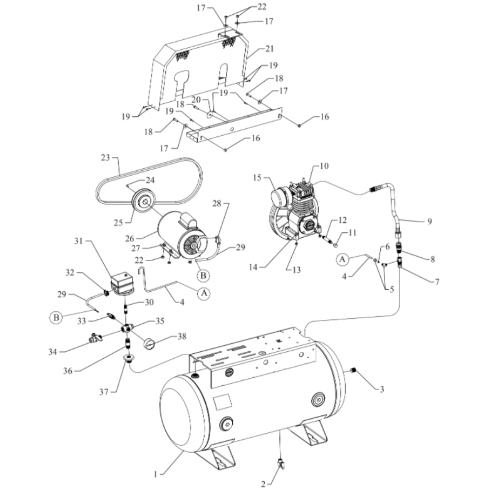 Main Diagram and Parts List for F12S-30UMS  Jenny Compressor