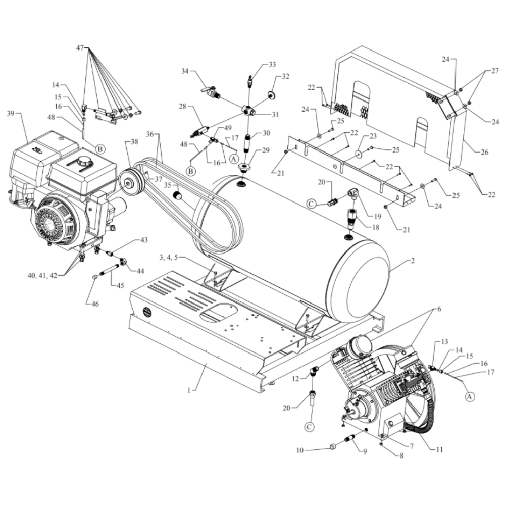 Main Diagram and Parts List for W11HGB-SM-CRC  Jenny Compressor