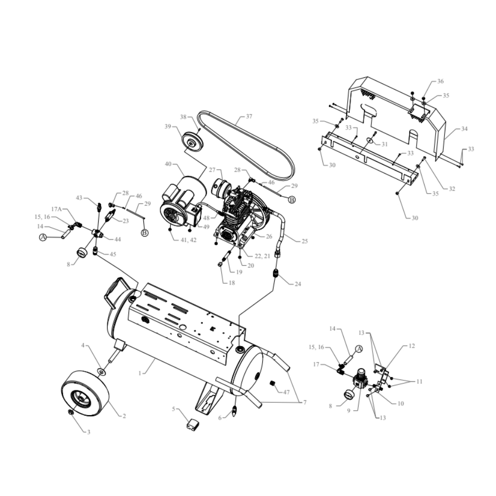 Main Diagram and Parts List for K1A-17P-CRC  Jenny Compressor