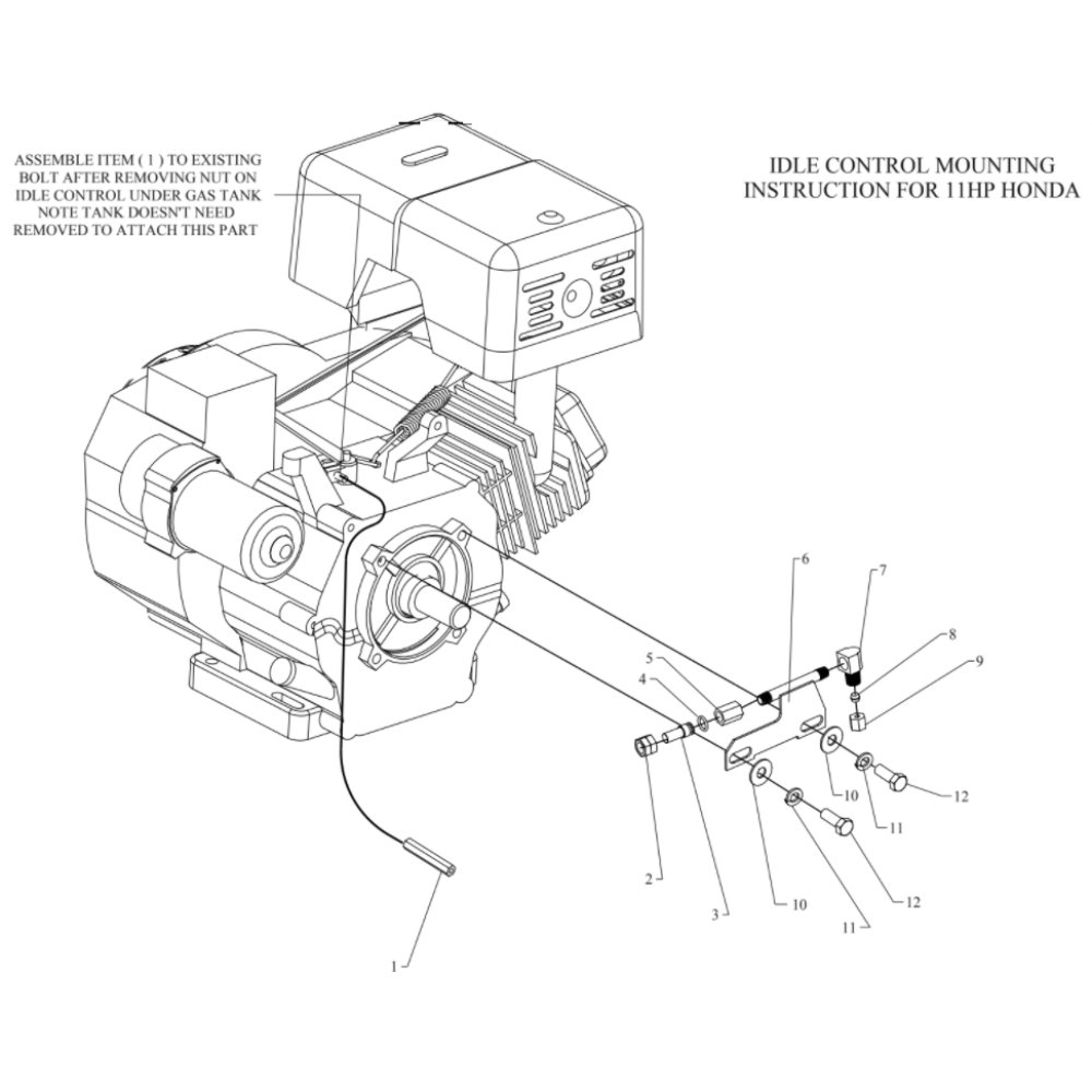 Throttle Idle Control Diagram and Parts List for W11HGB-PT-CRC  Jenny Compressor