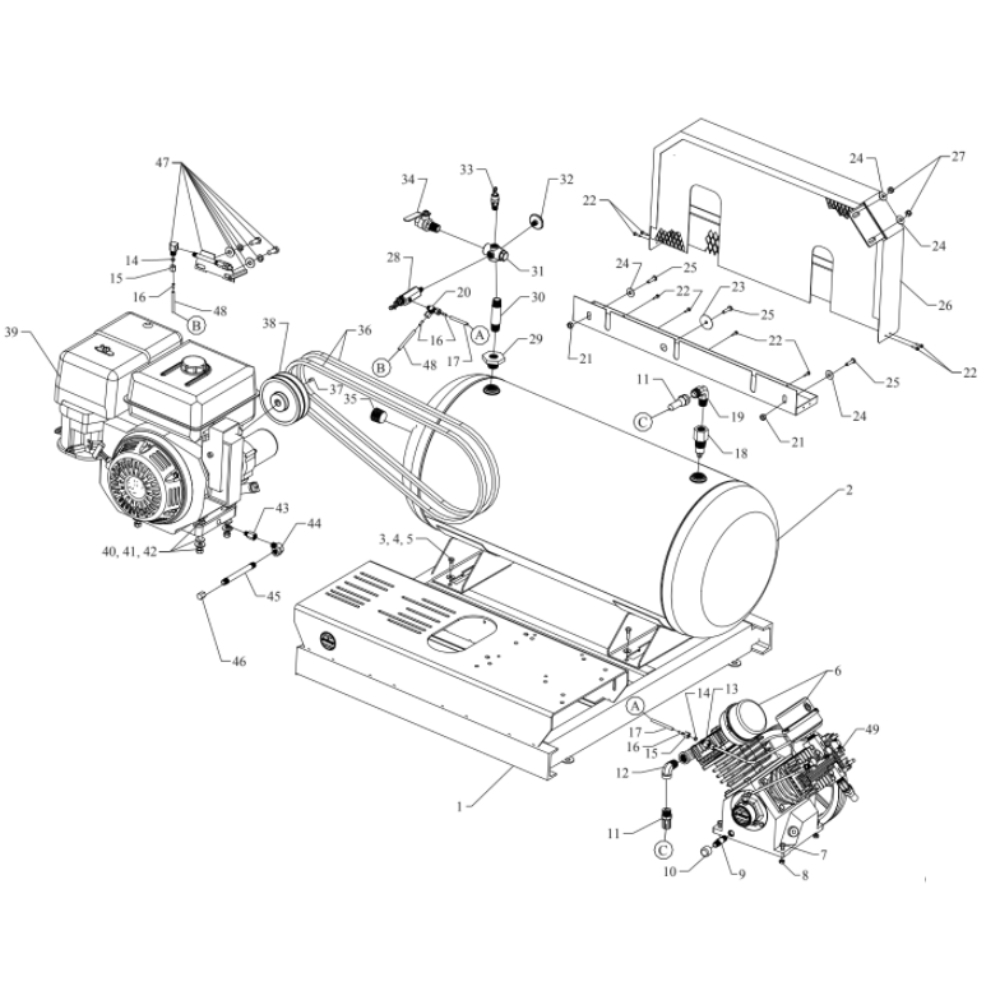 Main Diagram and Parts List for GC8HGA-SM-CRC  Jenny Compressor