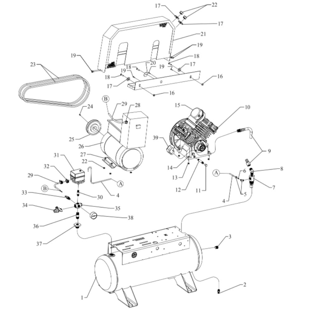 Main Diagram and Parts List for GC5S-17UMS  Jenny Compressor