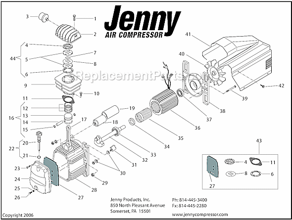 Page B Diagram and Parts List for A2G246-HC4V  Jenny Compressor