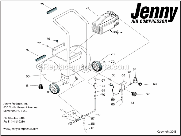 Page A Diagram and Parts List for A2G246-HC5H  Jenny Compressor